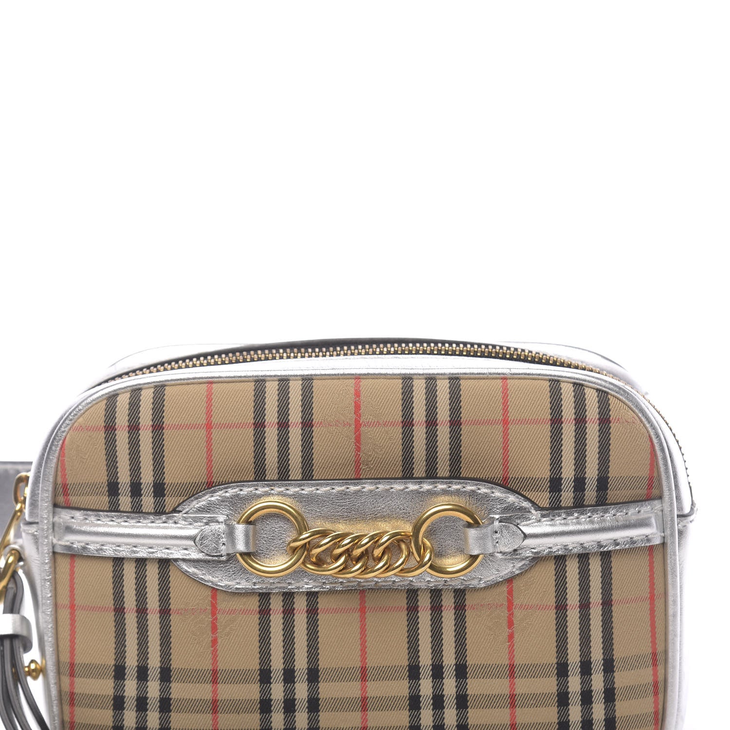 Burberry Smooth Calfskin 1983 Knight Check Link Bum Bag Silver 7 of 9