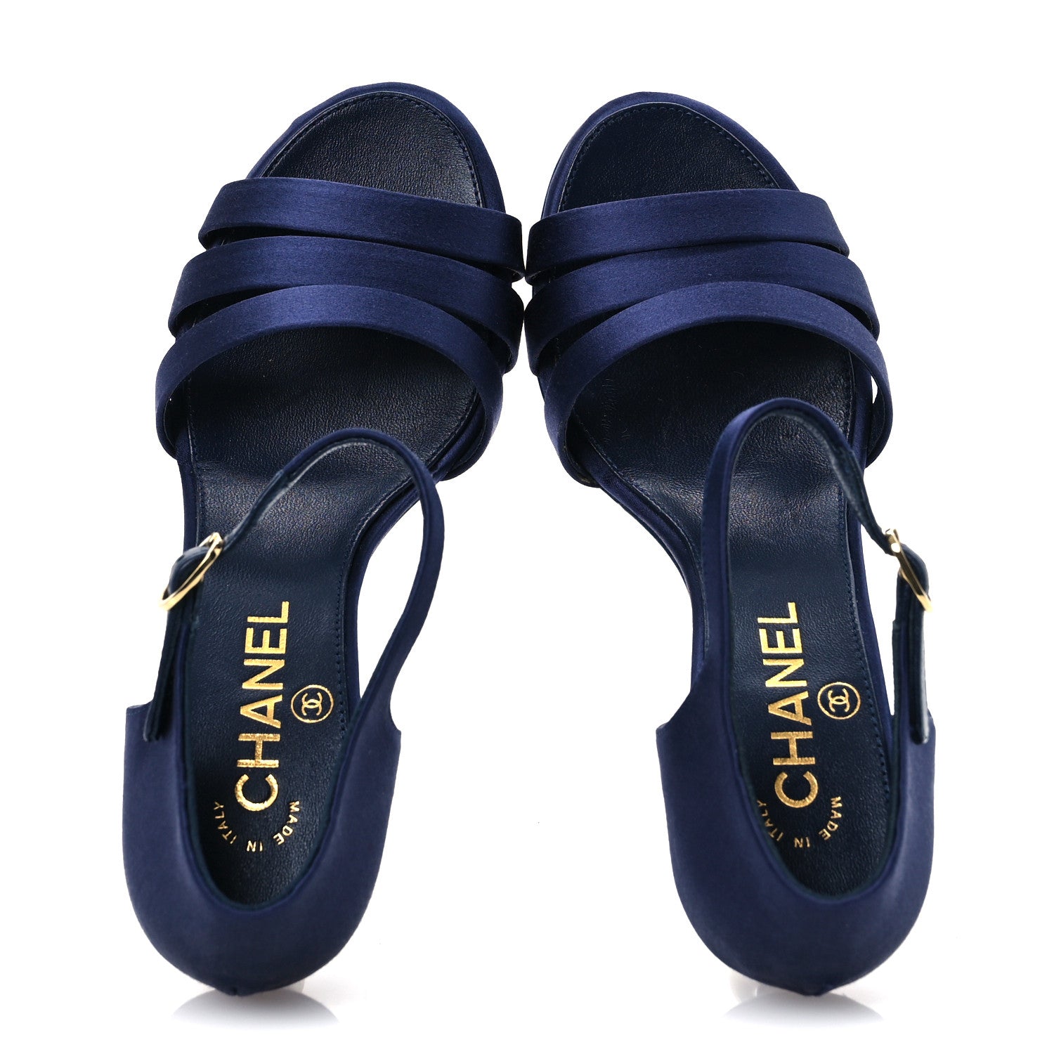 Chanel Satin Pearl Sandals 36 Dark Blue 2 of 11
