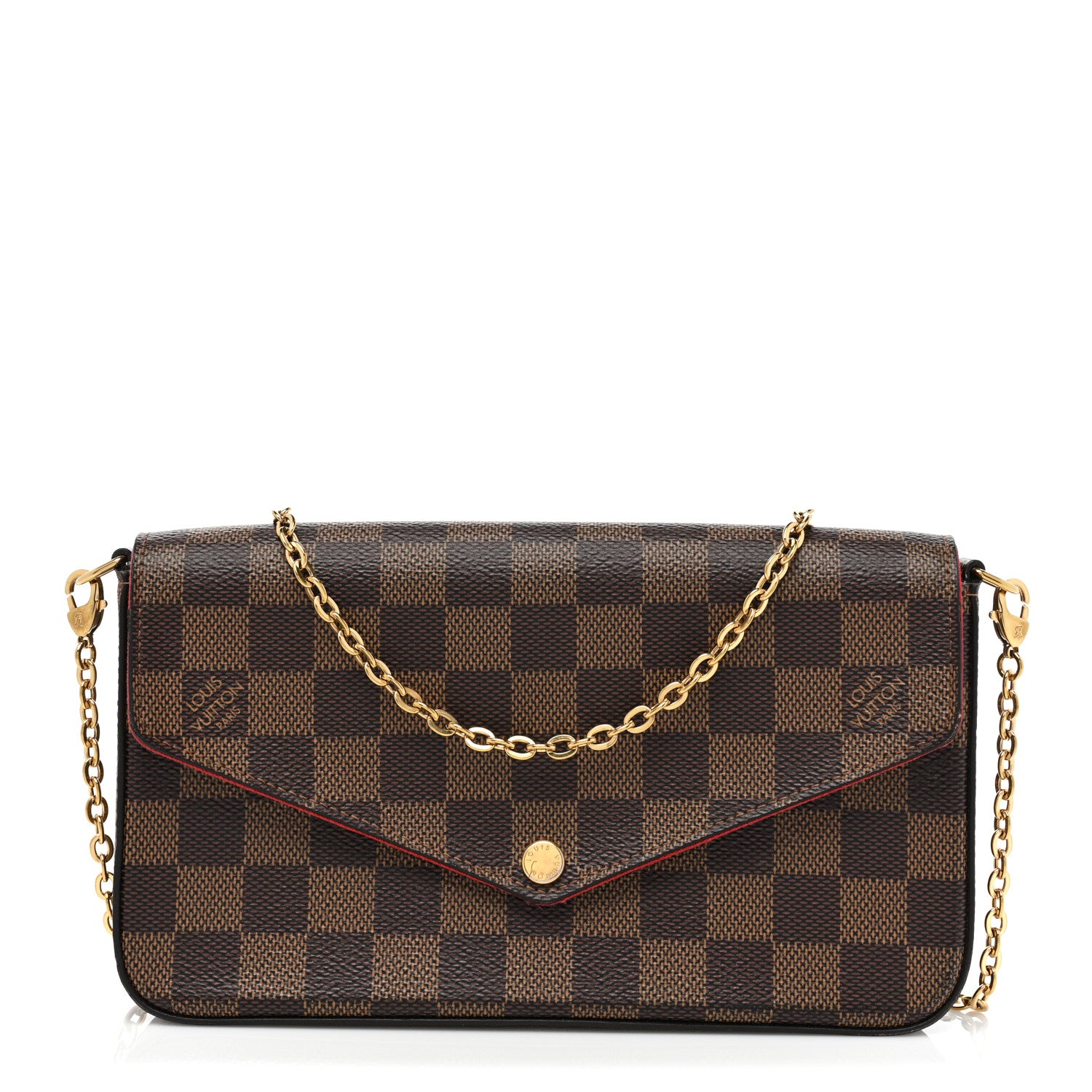 Louis Vuitton Damier Ebene Pochette Felicie Chain Wallet 1 of 12