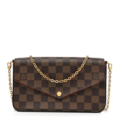 Louis Vuitton Damier Ebene Pochette Felicie Chain Wallet 1 of 12