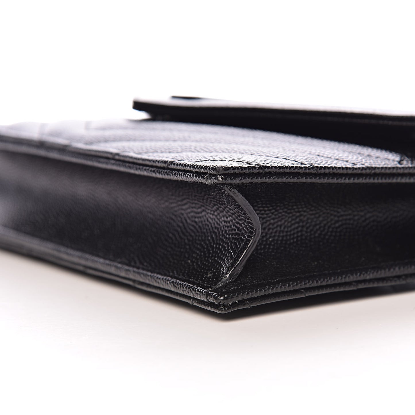Grain De Poudre Matelasse Chevron Monogram Envelope Chain Wallet Black