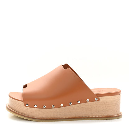 Hermes Calfskin Ellipse Sandals 40 Marron Glaise 1 of 9