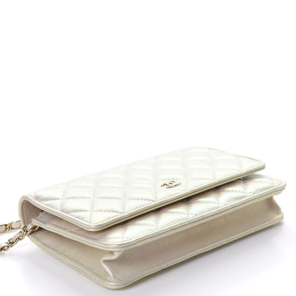 Chanel Iridescent Lambskin Quilted Wallet On Chain WOC Ivory 4 of 12