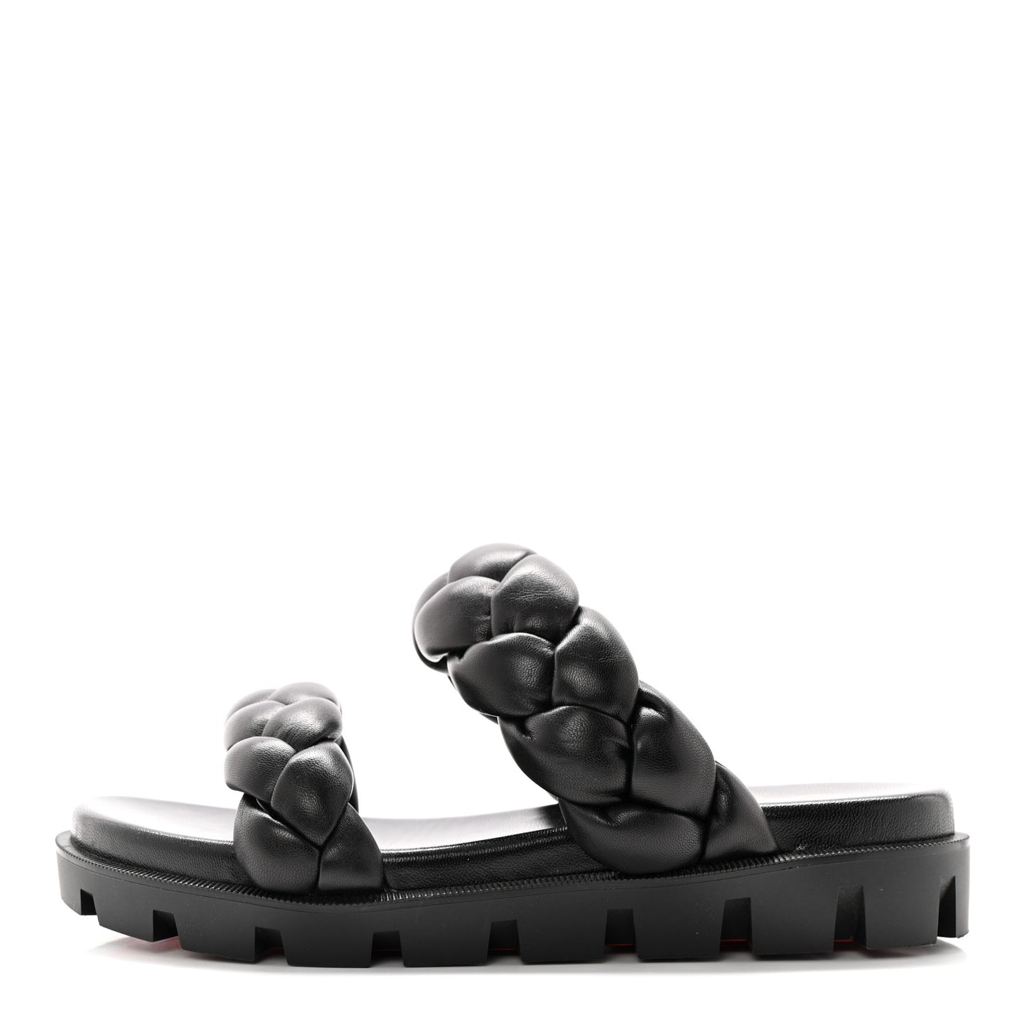 Calfskin Braided Just Brio Slide Sandals 36 Black
