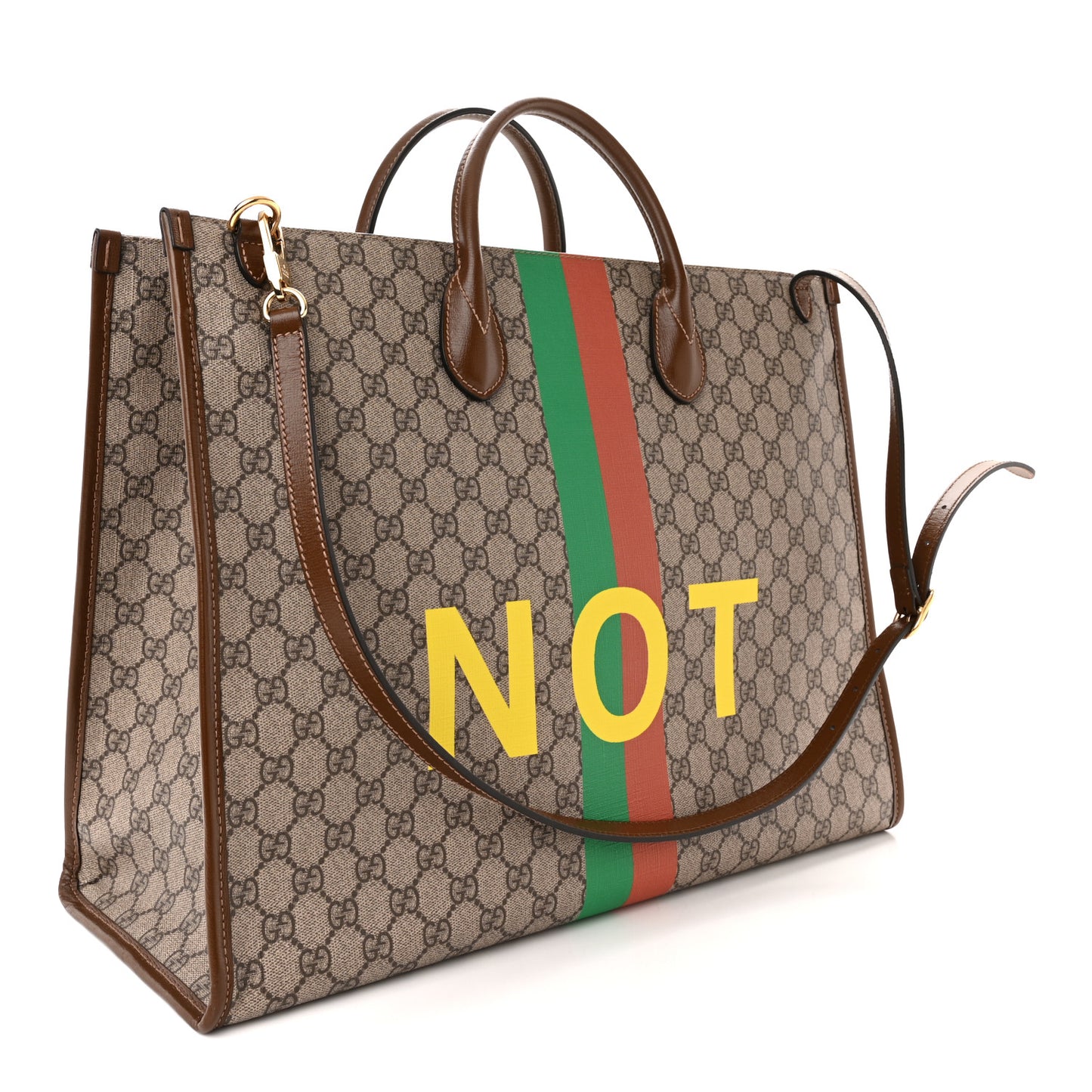 GG Supreme Monogram Fake/Not Large Retro Interlocking G Tote Bag Beige Brown Sugar