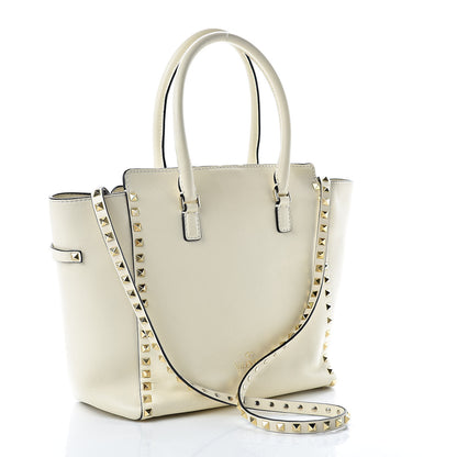 Valentino Garavani Vitello Rockstud Double Handle Tote Ivory 3 of 14