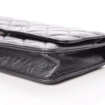 Chanel Aged Calfskin Quilted Tassel Wallet On Chain WOC Dark Silver 6 of 10