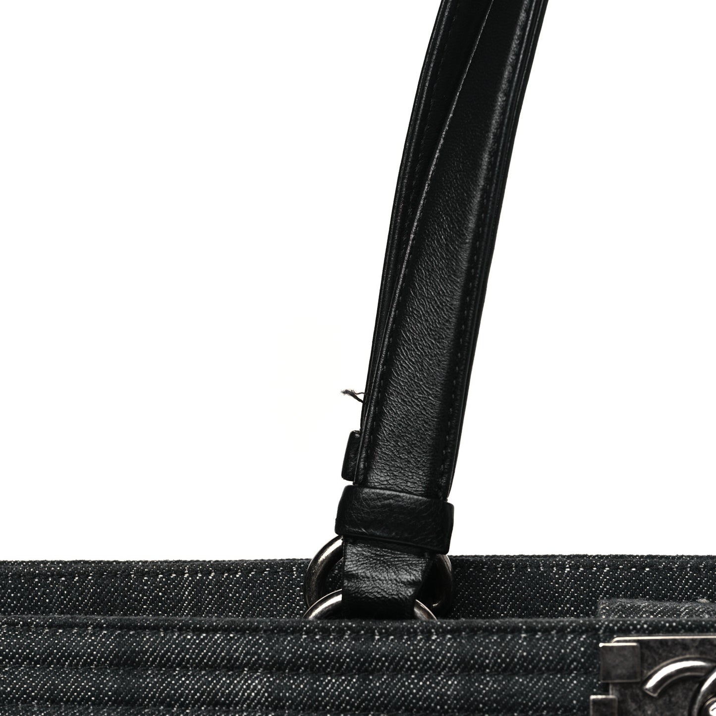 Denim Quilted Boy Shopping Tote Black