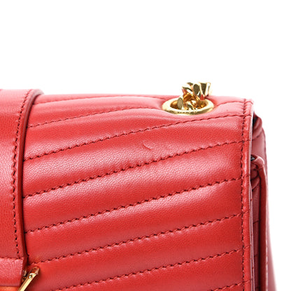 Saint Laurent Lambskin Matelasse Chevron Monogram Small Sulpice Bag Red 10 of 11
