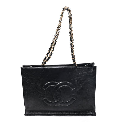 Chanel Glazed Aged Calfskin CC Tote Black 1 of 10