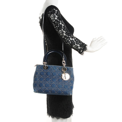 Christian Dior Denim Cannage Medium Lady Dior Blue 2 of 8