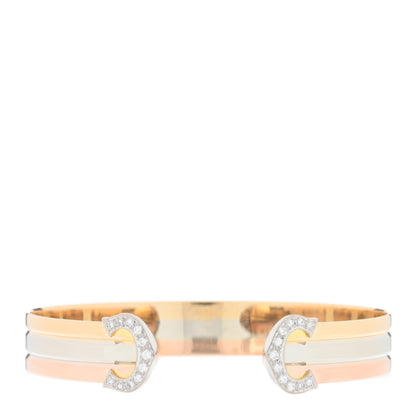 Cartier 18K Pink Yellow White Gold Diamond C de CartierTrinity Cuff Bracelet 1 of 5
