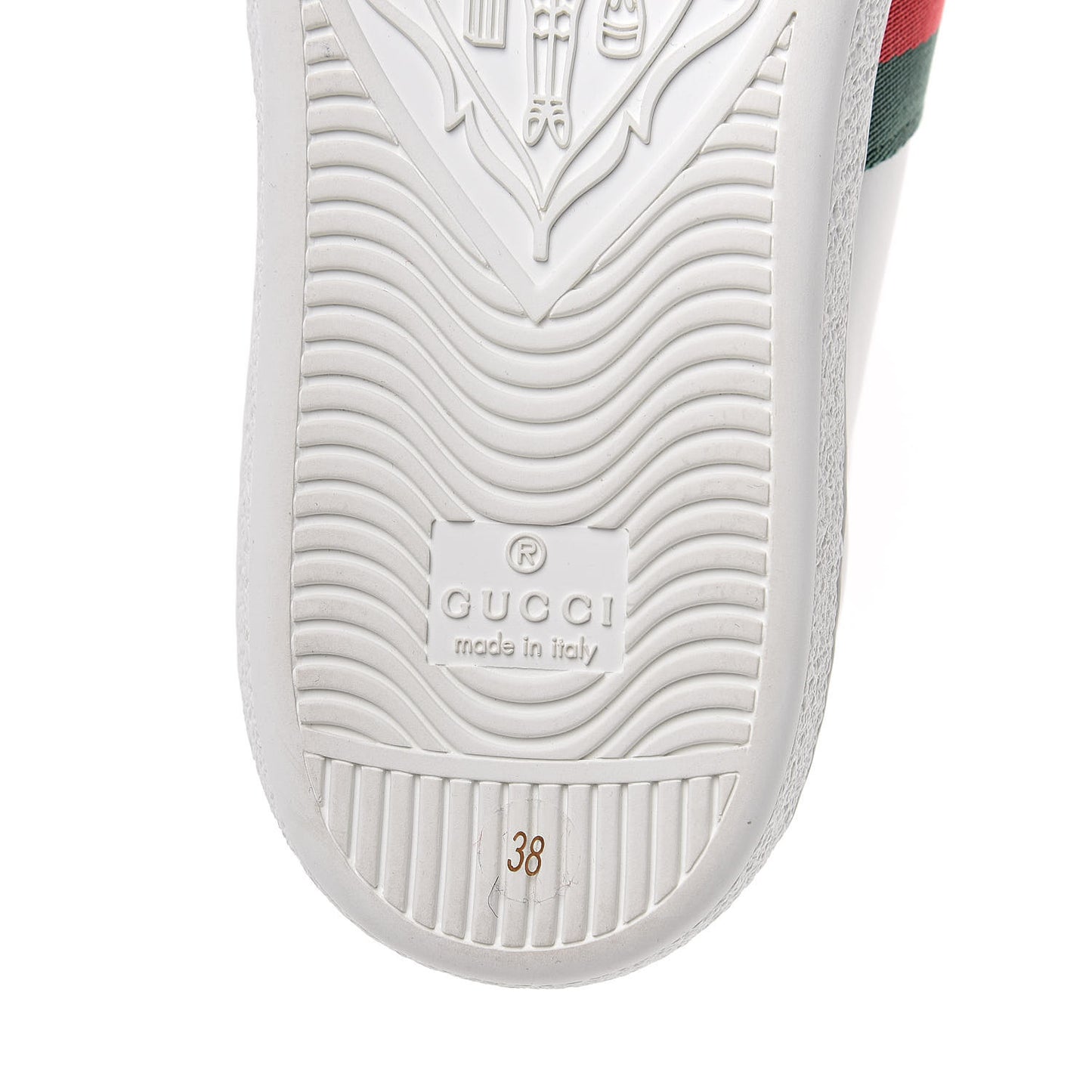 Calfskin Web Bee Embroidered Womens Ace Sneakers 38 White Green