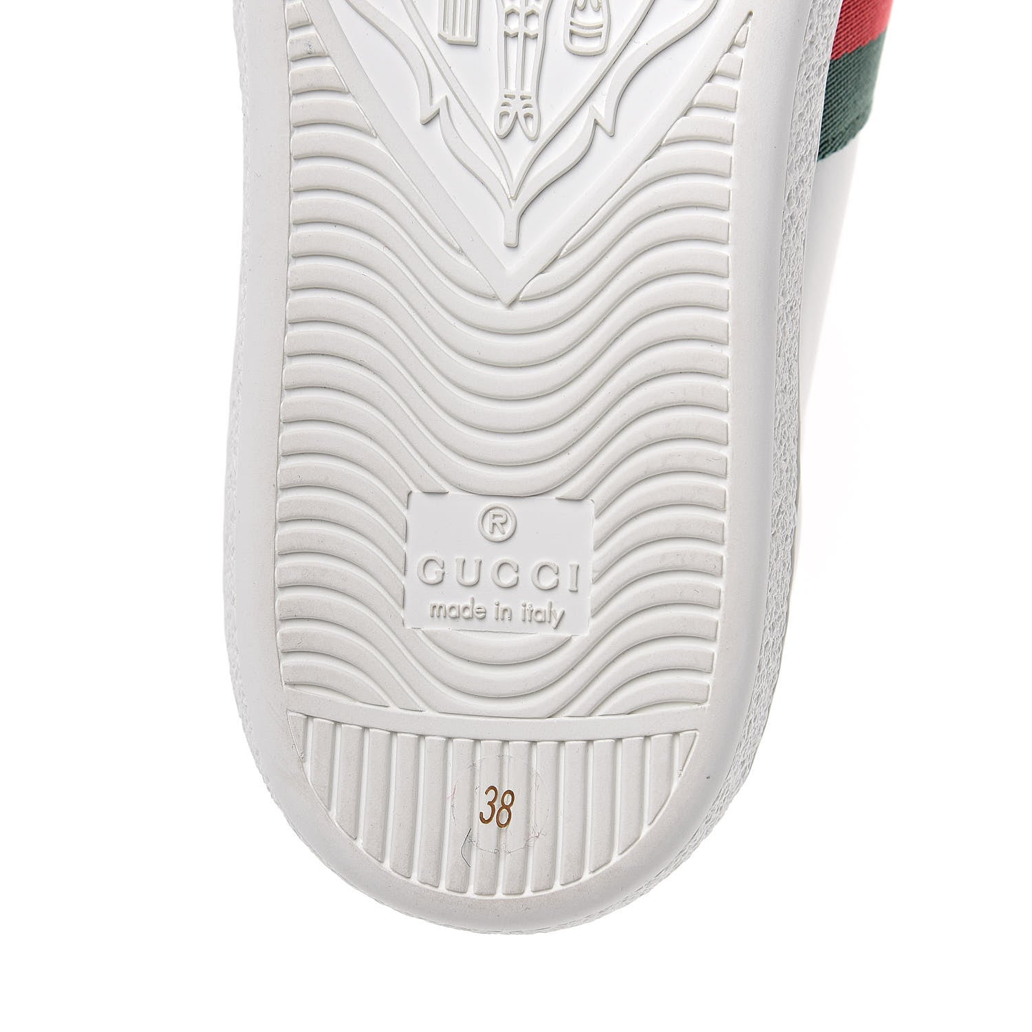 Gucci Calfskin Web Bee Embroidered Womens Ace Sneakers 38 White Green 6 of 9
