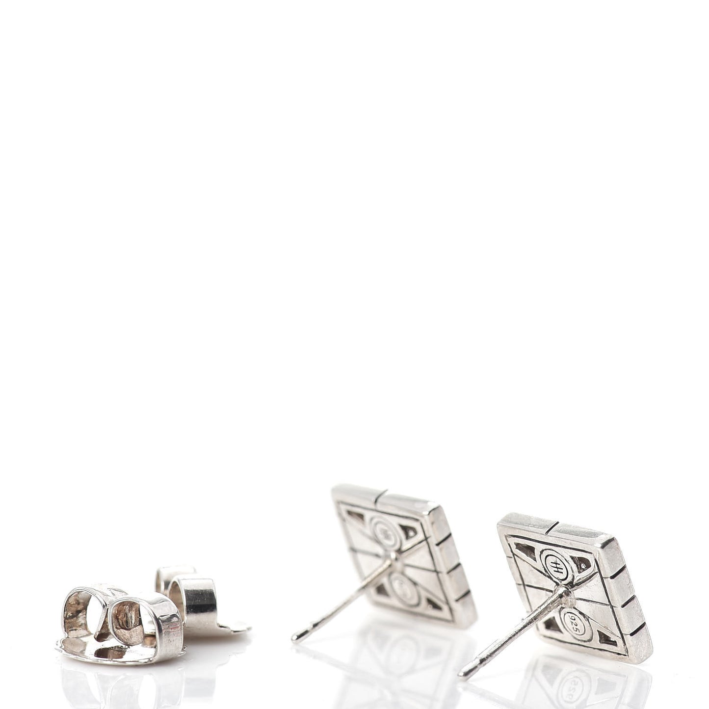 Sterling Silver Diamond Modern Chain Square Earrings