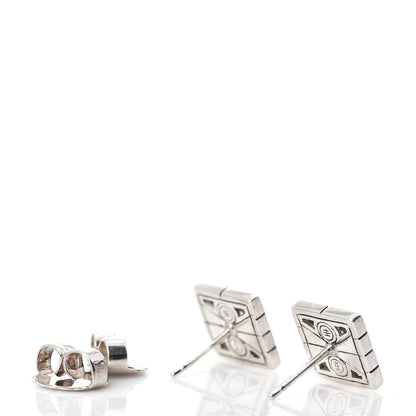 John Hardy Sterling Silver Diamond Modern Chain Square Earrings 3 of 4