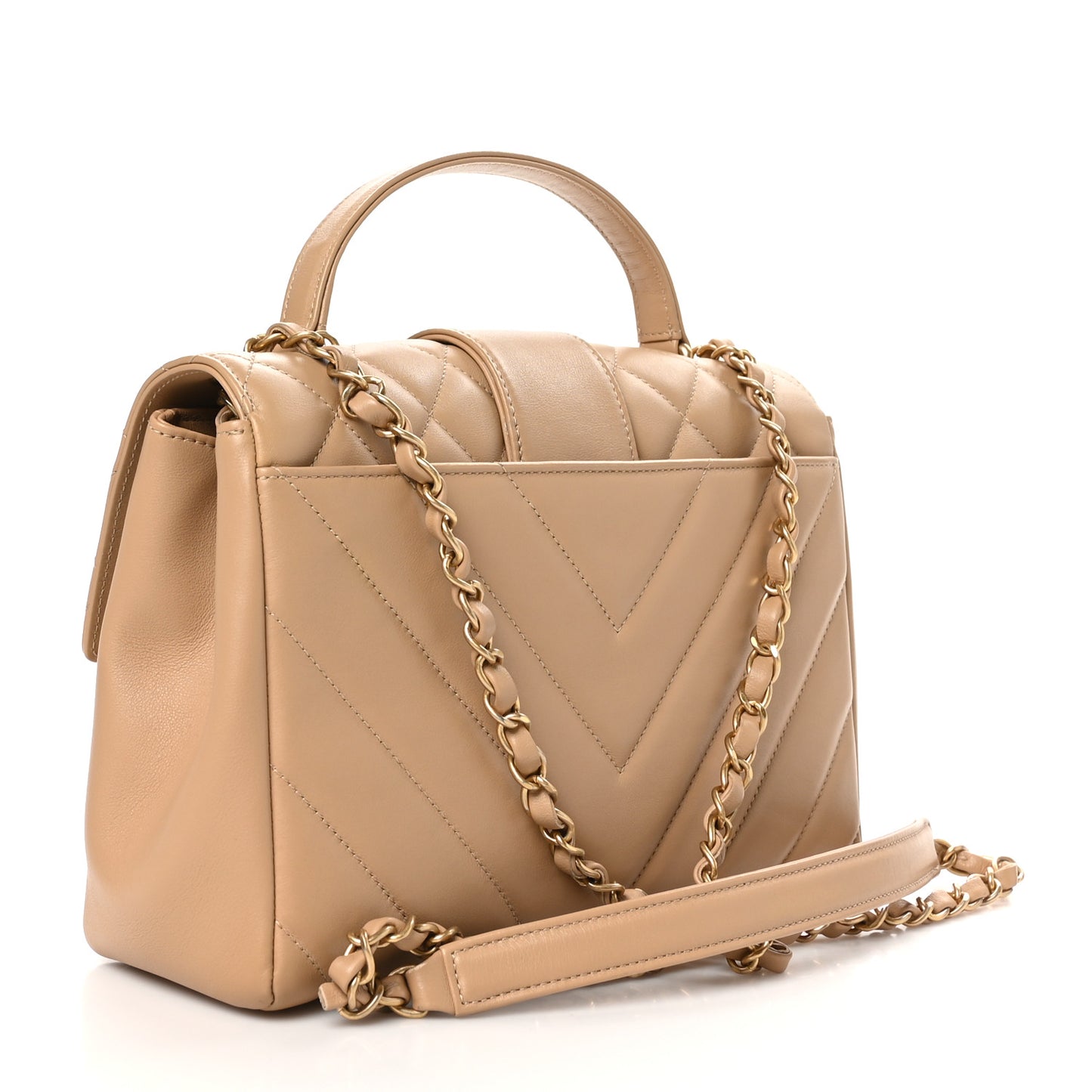 Calfskin Quilted Chevron In The City Bag Beige