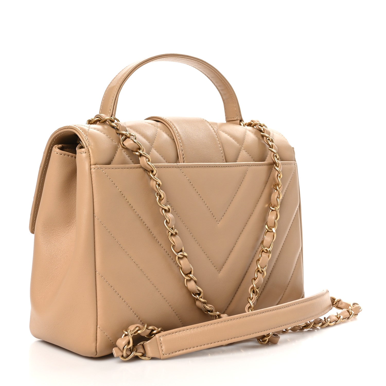 Chanel Calfskin Quilted Chevron In The City Bag Beige 3 of 10