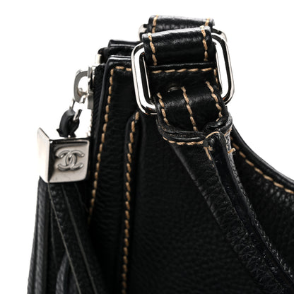 Chanel Grained Calfskin Tassel Hobo Black 12 of 14