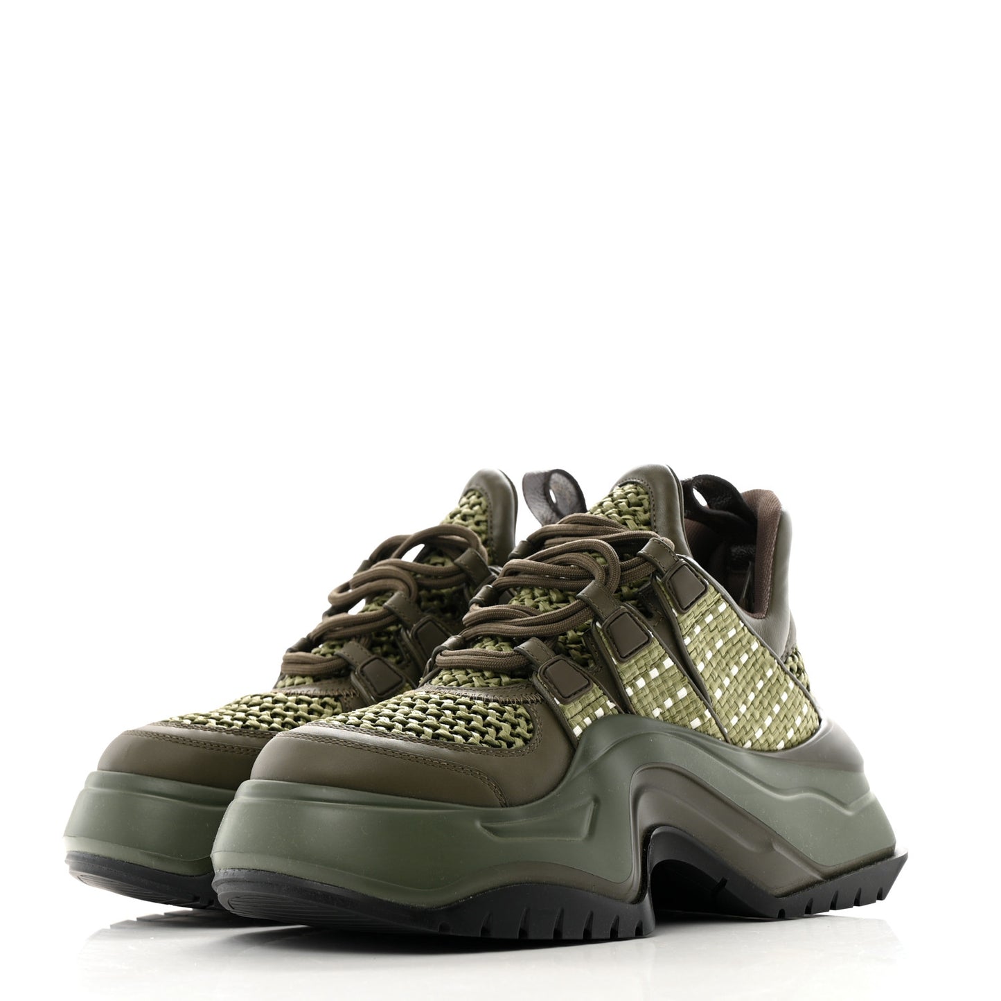 Calfskin Raffia LV Archlight 2.0 Platform Sneakers 37 Kaki