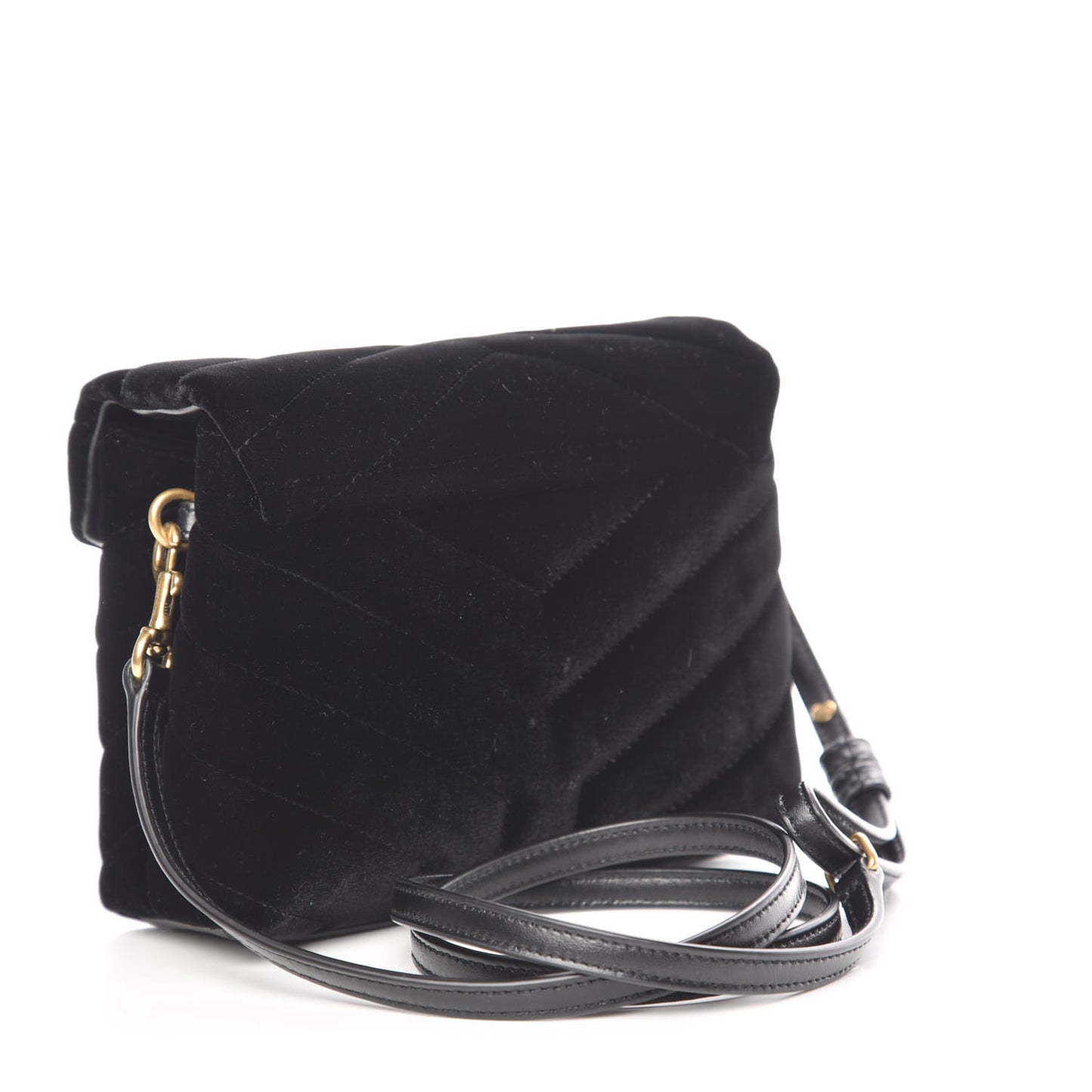 Velvet Y Quilted Monogram Toy Loulou Chain Satchel French Black