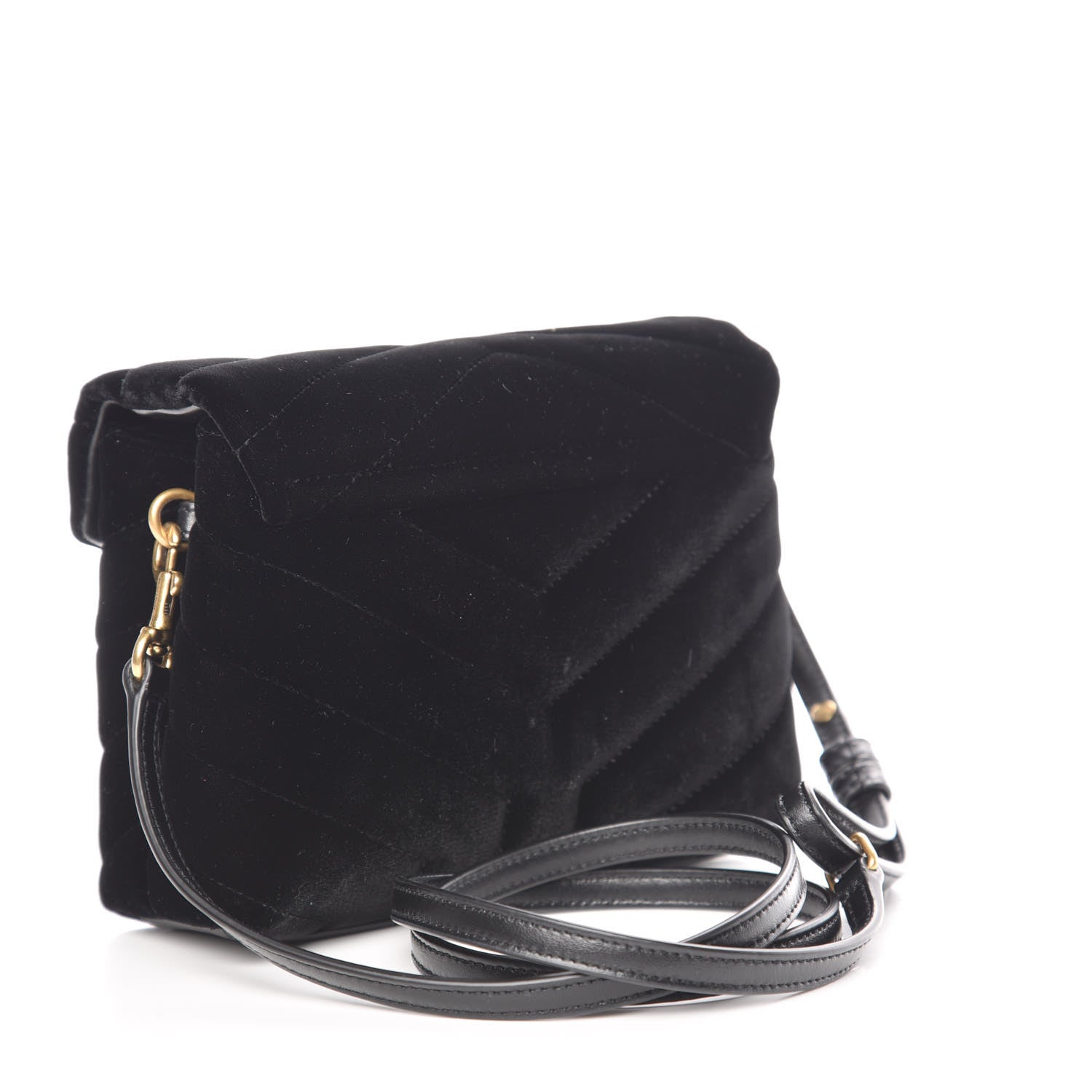Saint Laurent Velvet Y Quilted Monogram Toy Loulou Chain Satchel French Black 3 of 10