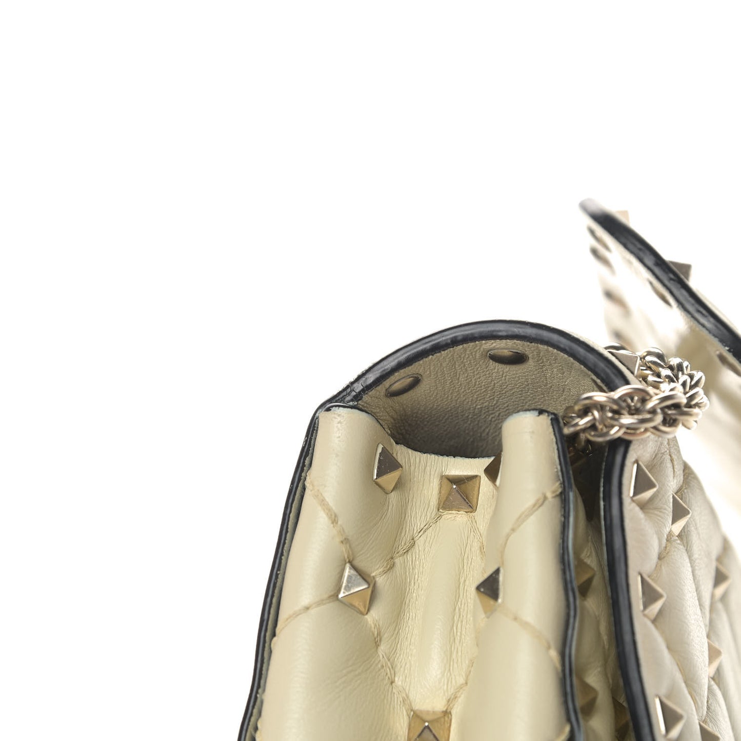 Nappa Small Rockstud Spike Shoulder Bag Light Ivory