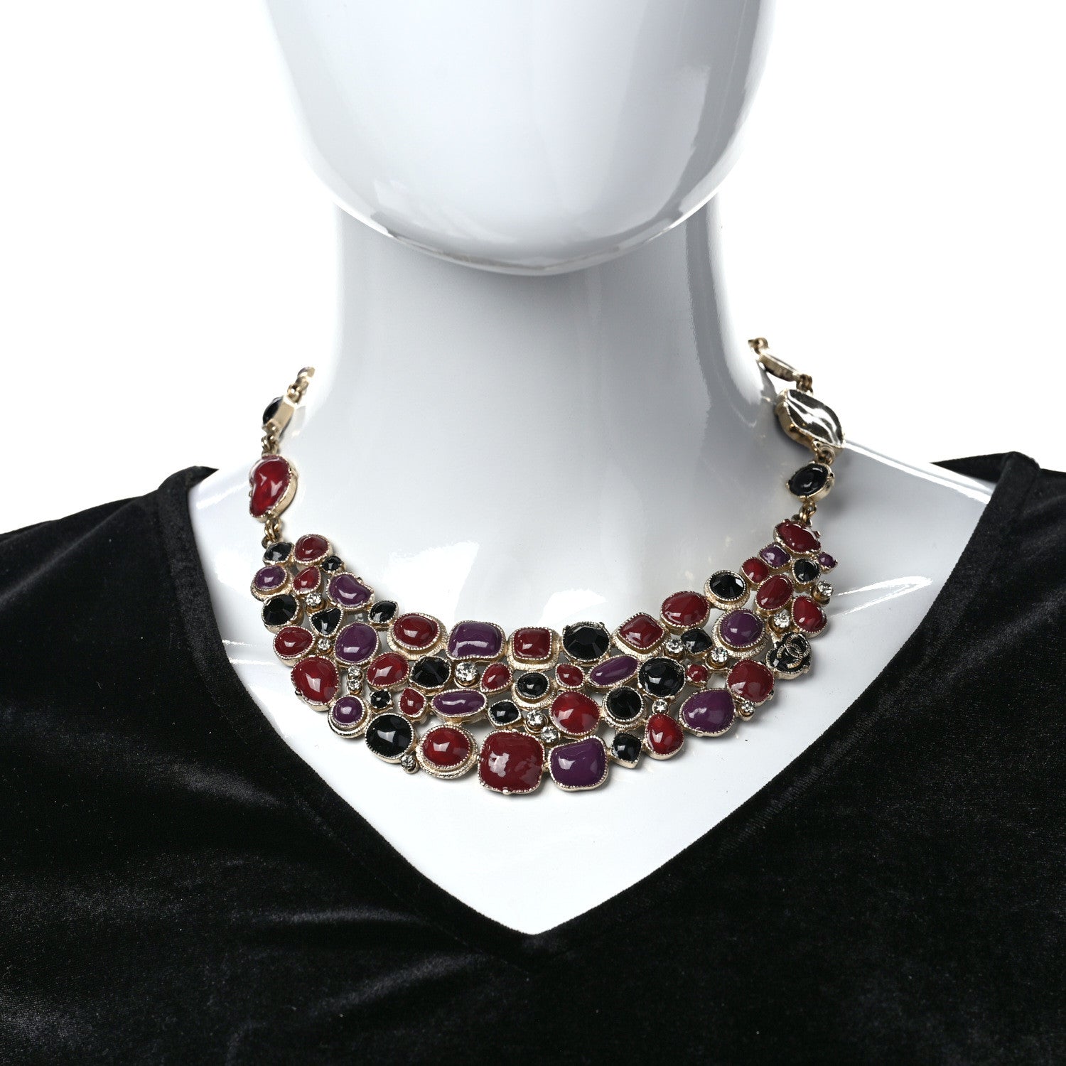 Chanel Crystal Bead Gripoix Poured Glass CC Necklace Multicolor 2 of 5