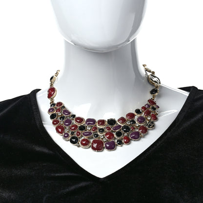 Chanel Crystal Bead Gripoix Poured Glass CC Necklace Multicolor 2 of 5