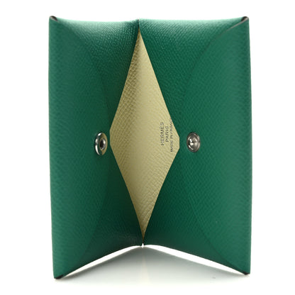 Hermes Epsom Verso Calvi Duo Card Case Vert Vertigo Jaune Milton 5 of 7