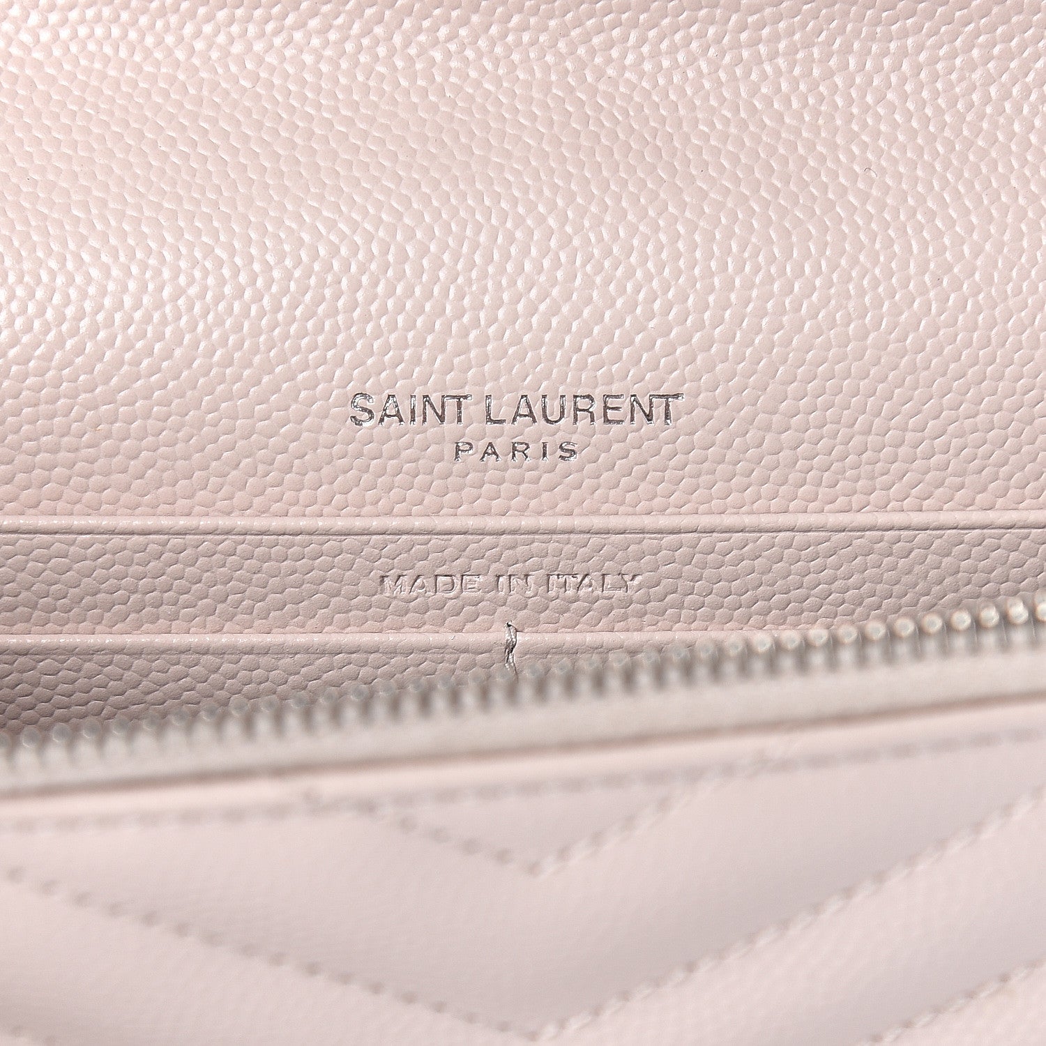 Saint Laurent Grain De Poudre Matelasse Chevron Monogram Envelope Chain Wallet Marble Pink 6 of 11