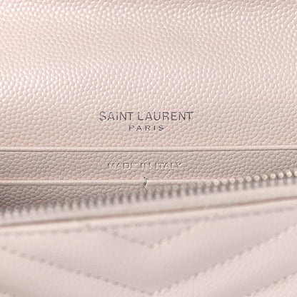 Saint Laurent Grain De Poudre Matelasse Chevron Monogram Envelope Chain Wallet Marble Pink 6 of 11