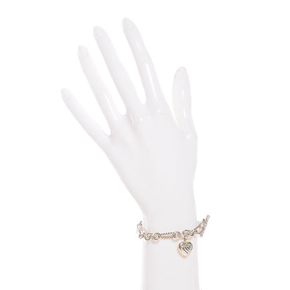 David Yurman Sterling Silver 18K Yellow Gold Cable Heart Charm Bracelet 2 of 5
