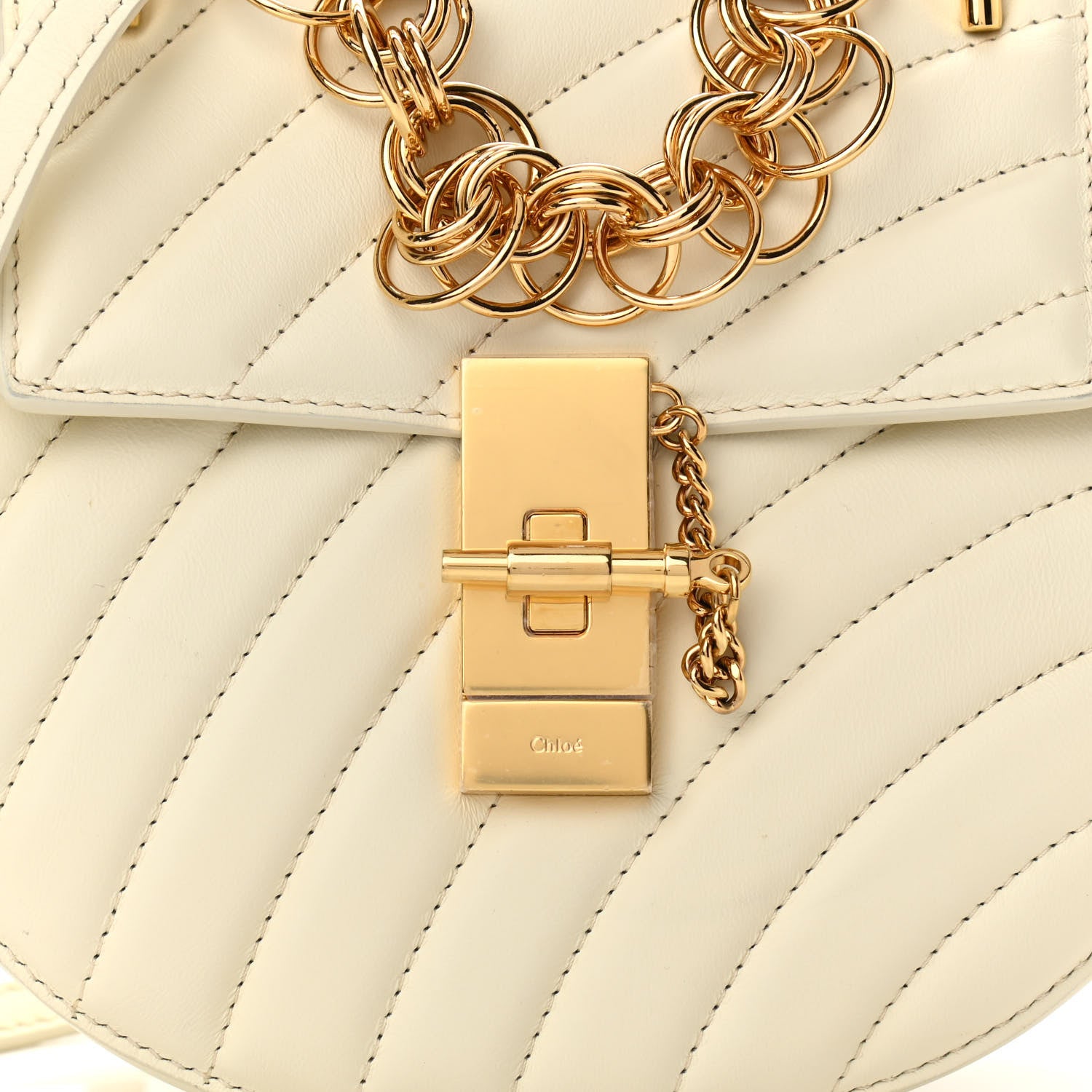 Chloe Calfskin Quilted Mini Drew Bijou Shoulder Bag Natural White 7 of 9