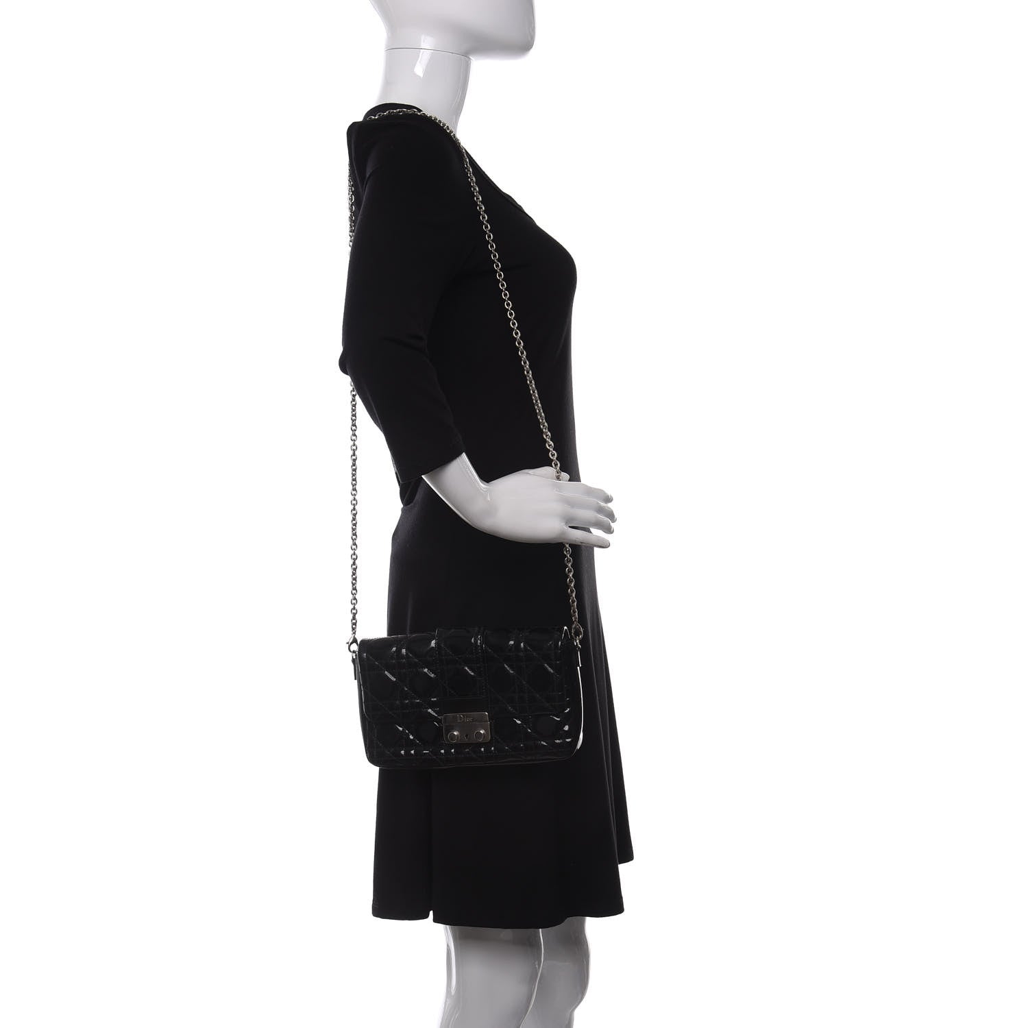 Christian Dior Patent Cannage New Lock Pouch Black 2 of 10