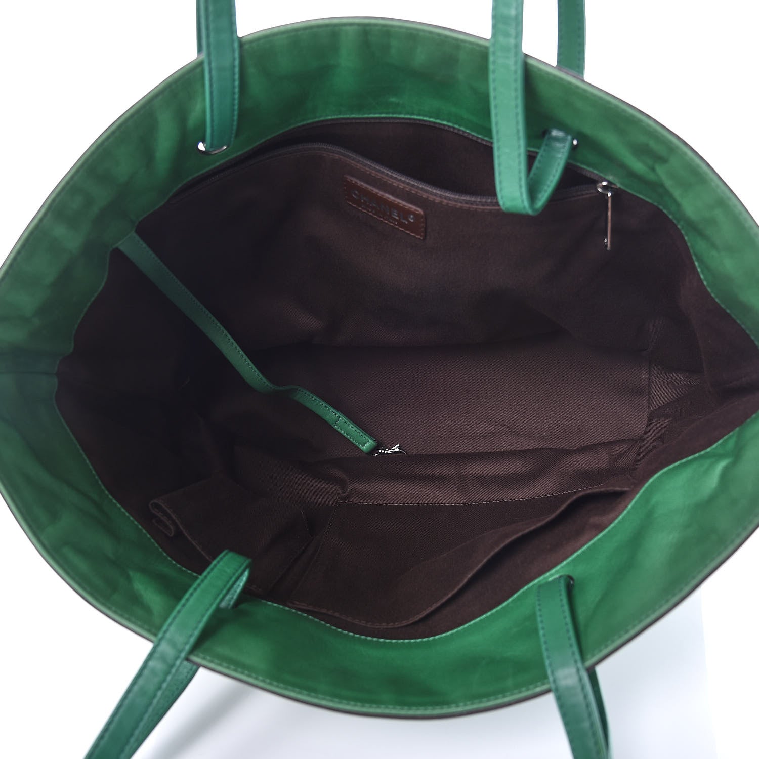 Chanel Lambskin Quilted Country Club Tote Green Black 7 of 13