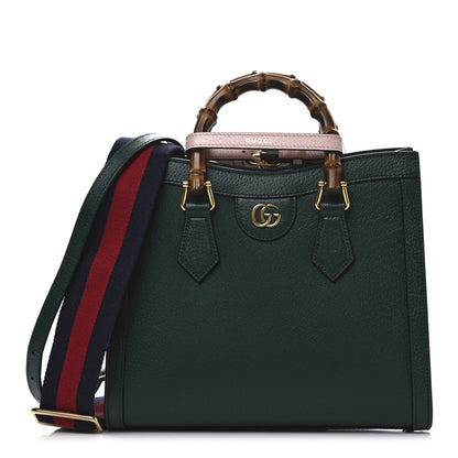 Gucci Textured Dollar Calfskin Web Small Diana Tote Bag Green 1 of 9