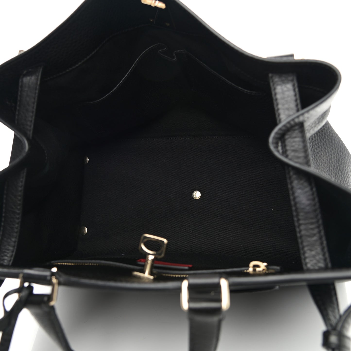 Pebbled Calfskin Large JoyLock Satchel Black