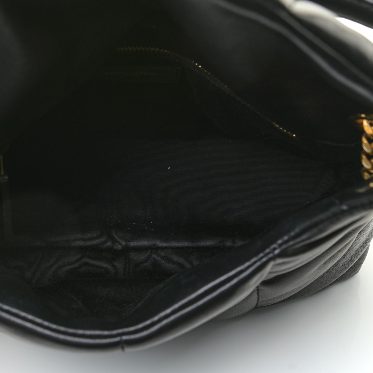 Lambskin Quilted Small Loulou Puffer Monogram Chain Satchel Black
