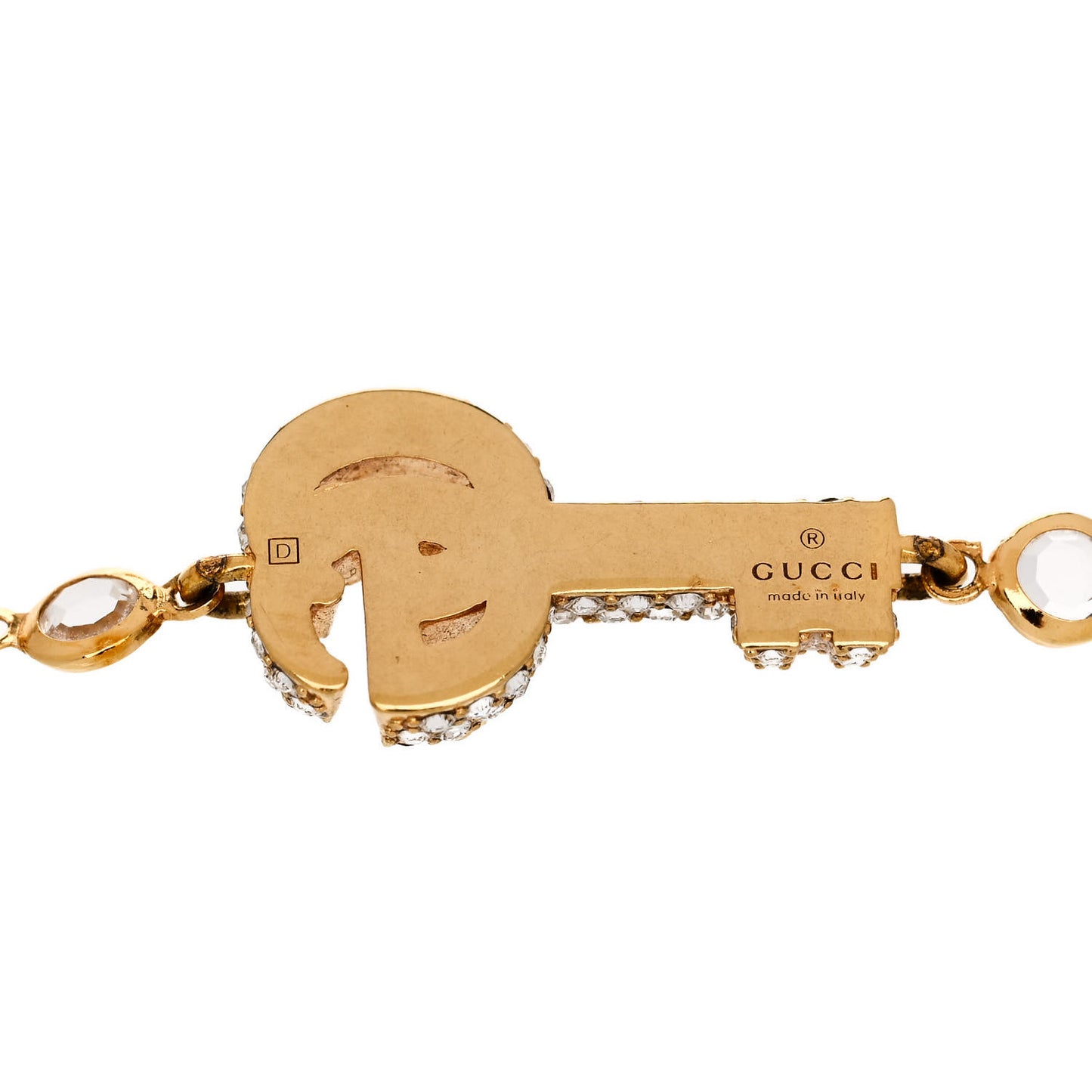 Metal Crystal Double G Key Bracelet Gold
