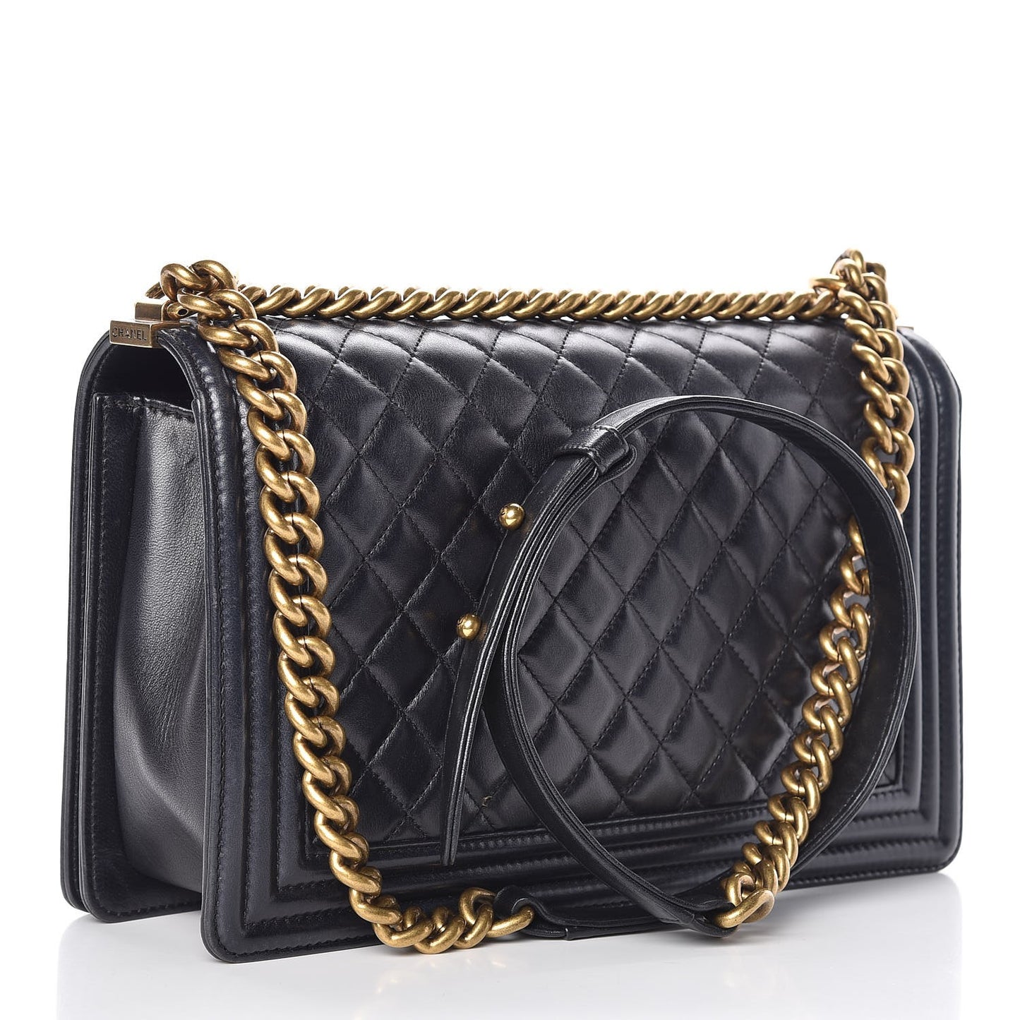 Lambskin Quilted New Medium Boy Flap Dark Navy Blue