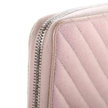 Chanel Metallic Caviar Chevron Quilted Zip Around Wallet Light Gold 10 of 12