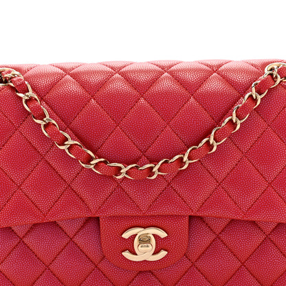 Chanel Iridescent Caviar Quilted Medium Double Flap Red 8 of 10