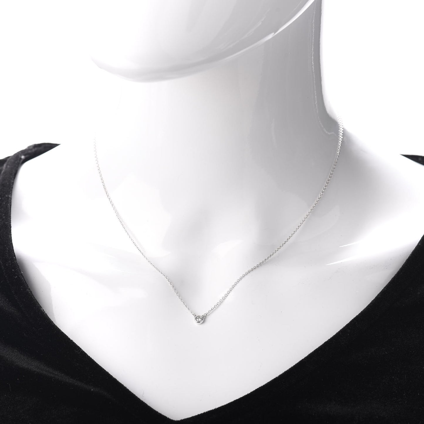 Sterling Silver Diamond .05ct Elsa Peretti Diamonds by the Yard Pendant Necklace
