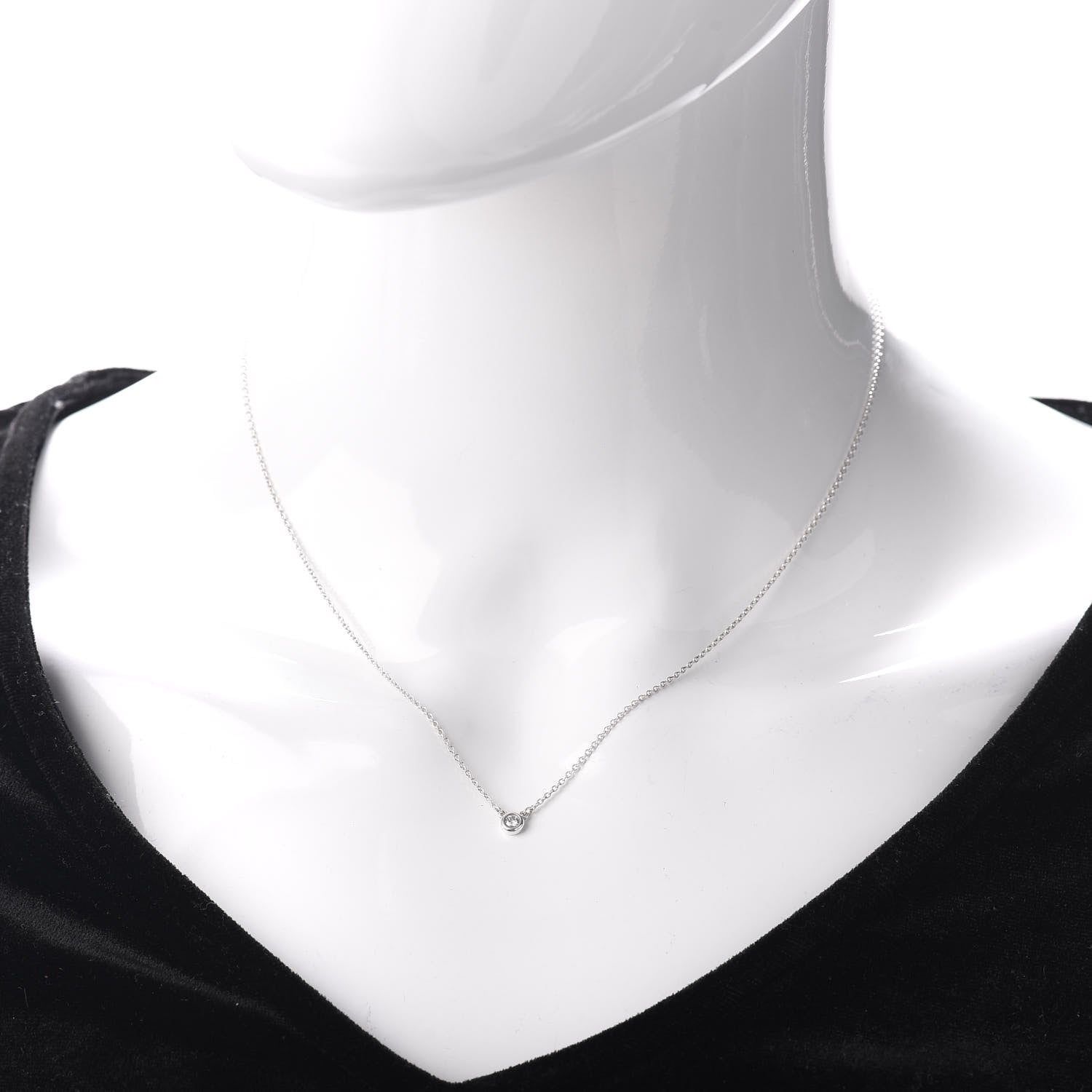 Tiffany Sterling Silver Diamond .05ct Elsa Peretti Diamonds by the Yard Pendant Necklace 2 of 4