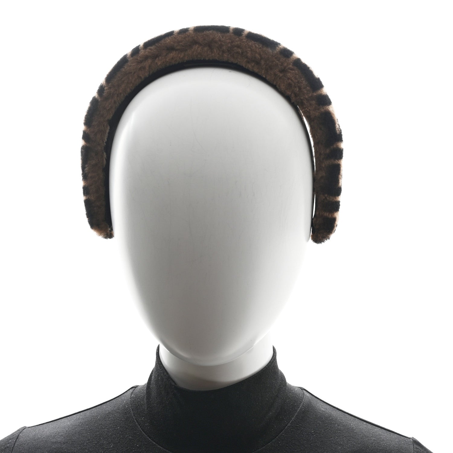 Fendi Shearling FF Logo Headband Tobacco 2 of 5