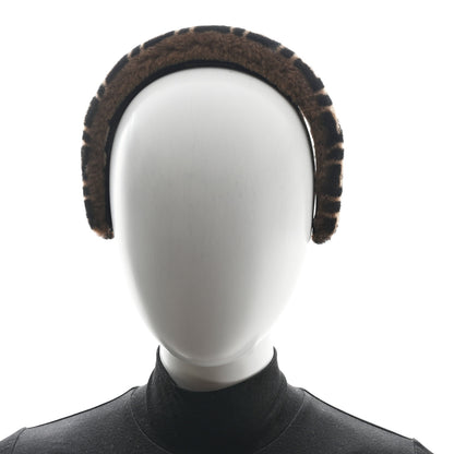 Fendi Shearling FF Logo Headband Tobacco 2 of 5