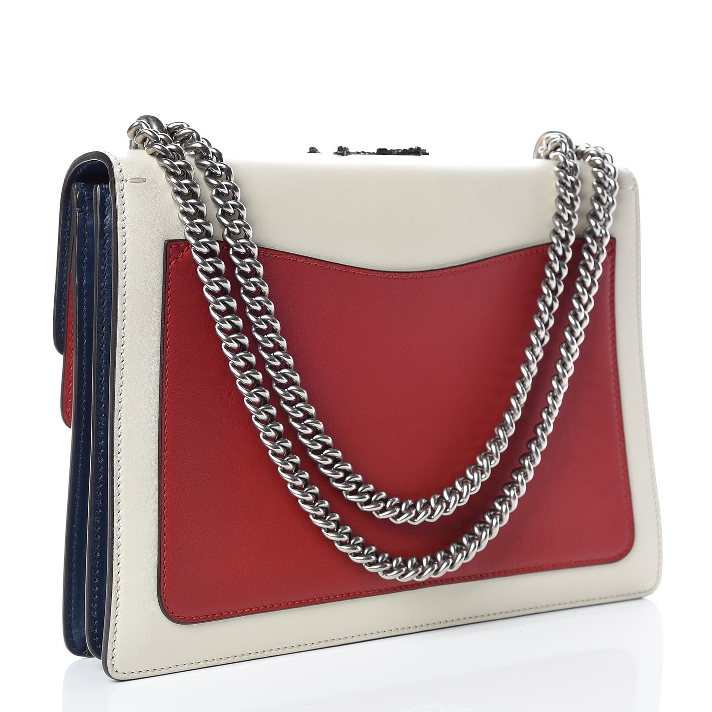 Calfskin Bee Embroidered Medium Dionysus Shoulder Bag White Blue Hibiscus Red