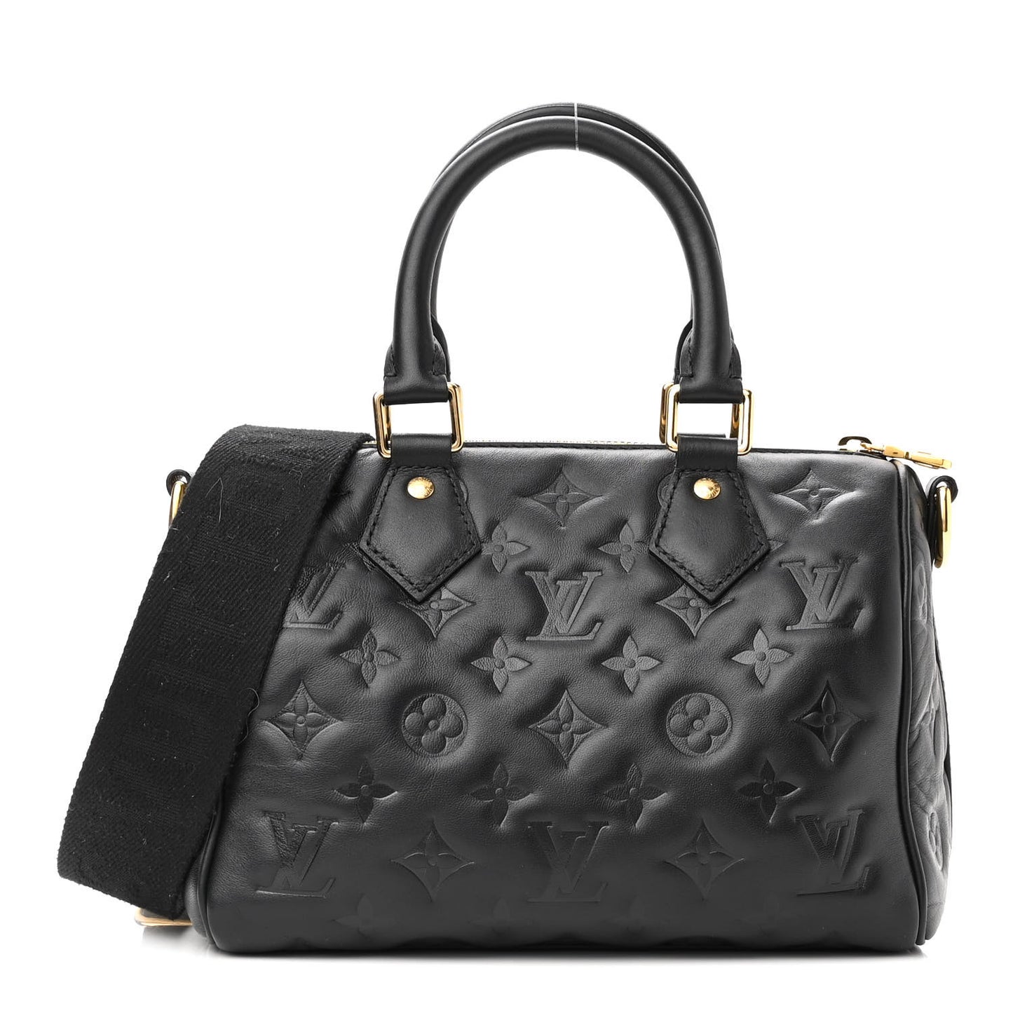 Lambskin Embossed Monogram Speedy 22 Bandouliere Black