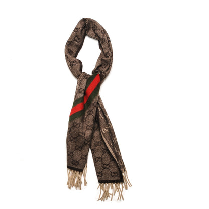 Gucci Wool Angora Monogram Web Scarf Dark Brown 1 of 4